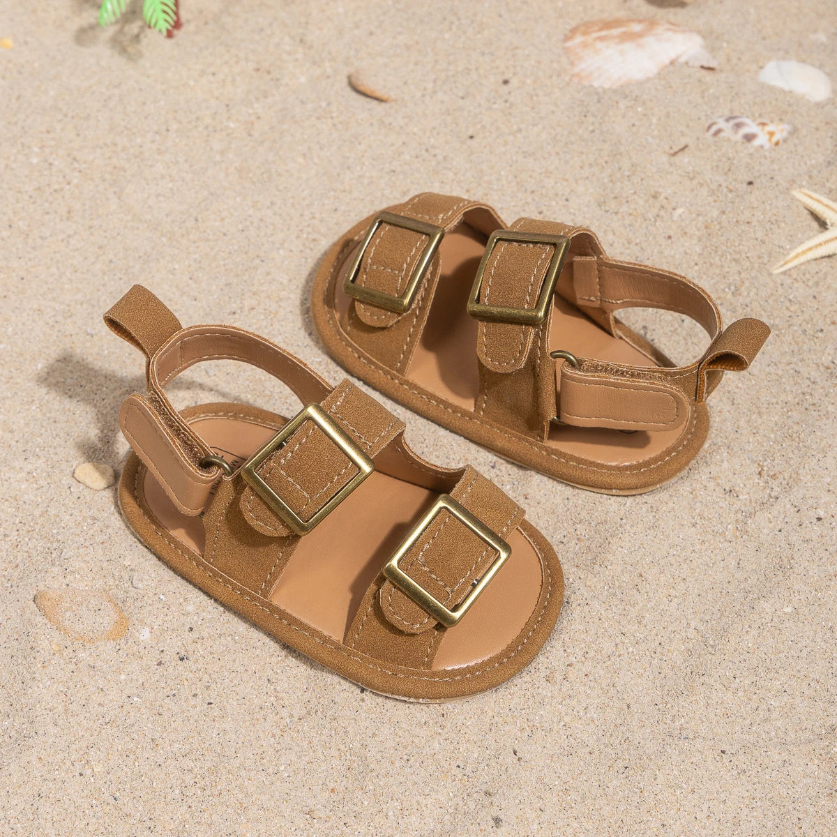Casual Style Buckle Decoration Beach Baby Sandals Anti-slip Comfortable Soft-soled Baby First Walkers