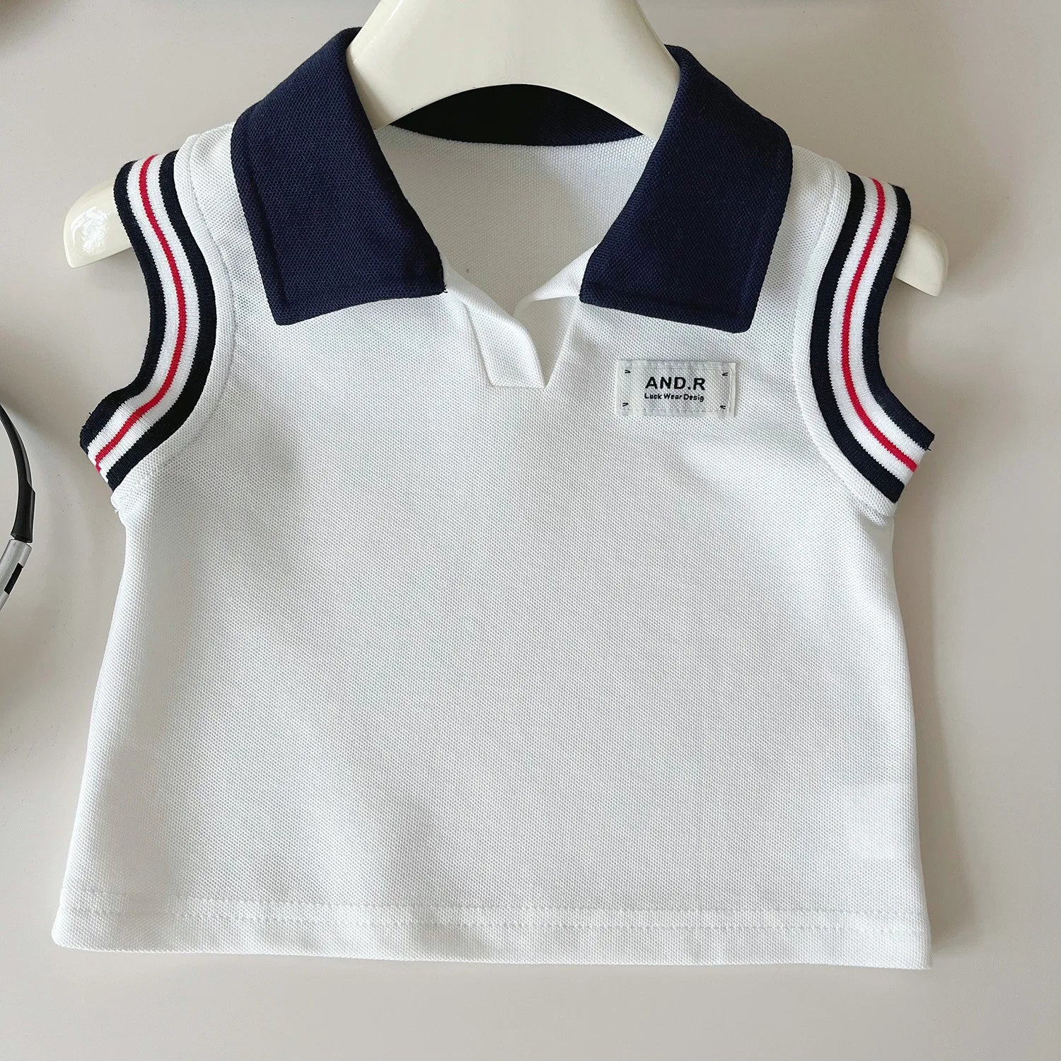 Baby Girl College Style Summer 2PCS Clothes Set Polo Collar Kid Girl Vest Top Set Thin Stylish Stripe Pleated Skirt Belle Outfit