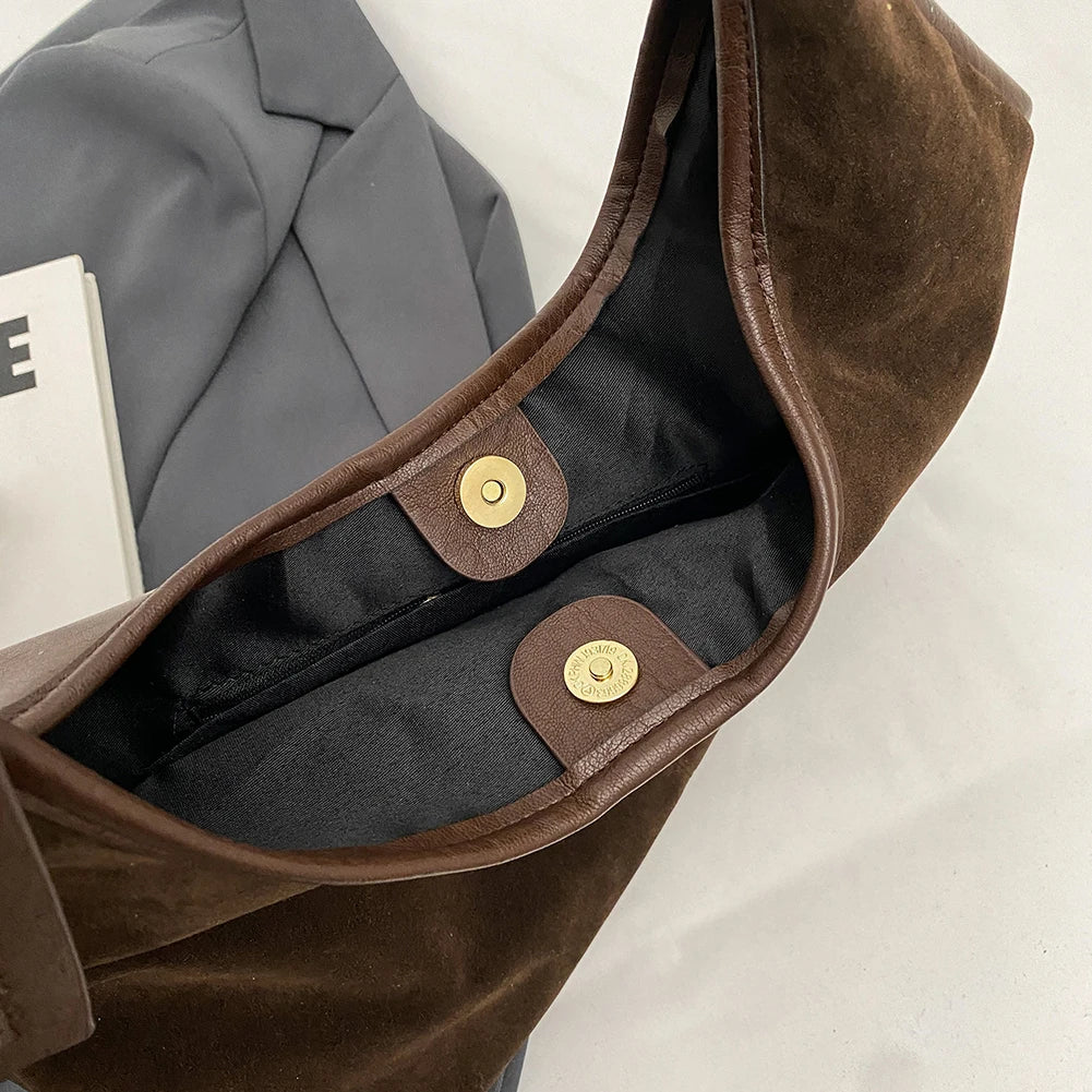 Women's Vintage Shoulder Tote Bag with large capacity, premium PU leather, zipper closure, and elegant everyday design