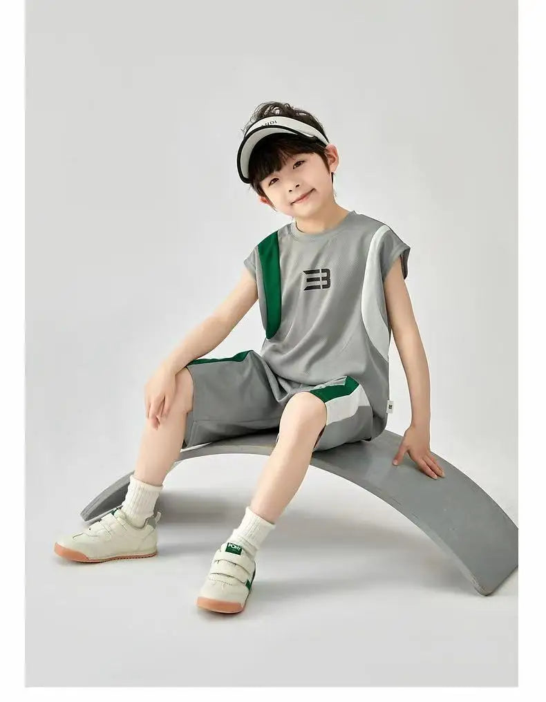 Boys Basketball Suit Summer Sportswear Comfortable Suit Vest Lightweight Shorts Children's Korean Version Handsome Two-piece Set