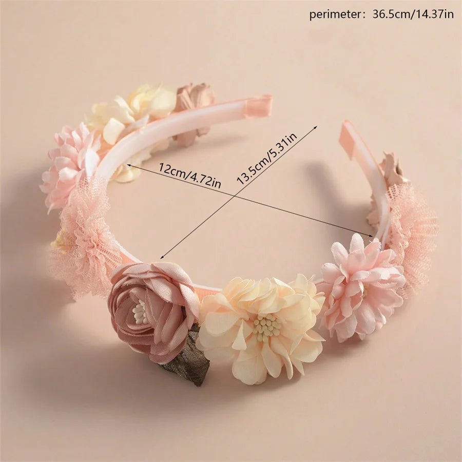 Advanced Handmade Flower Girls Headbands Cute Pearl Feather Wedding Crown Princess Dance Party Headwear Fashion Hoop Accessories