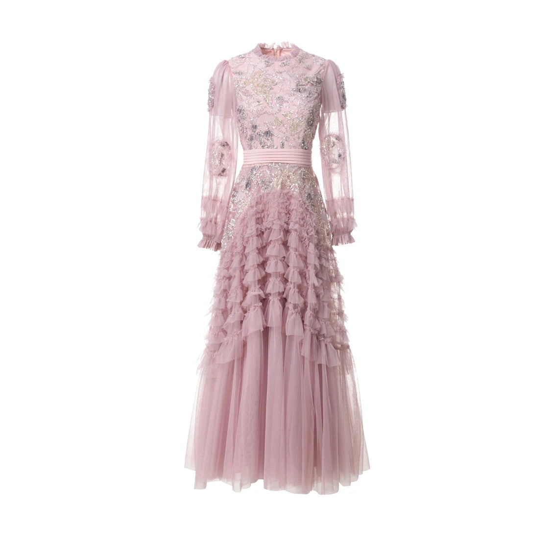 Women's Dresses O Neck Long Sleeves Beaded Tiered Ruffles Elegant Designer Lolita Party Vestidos