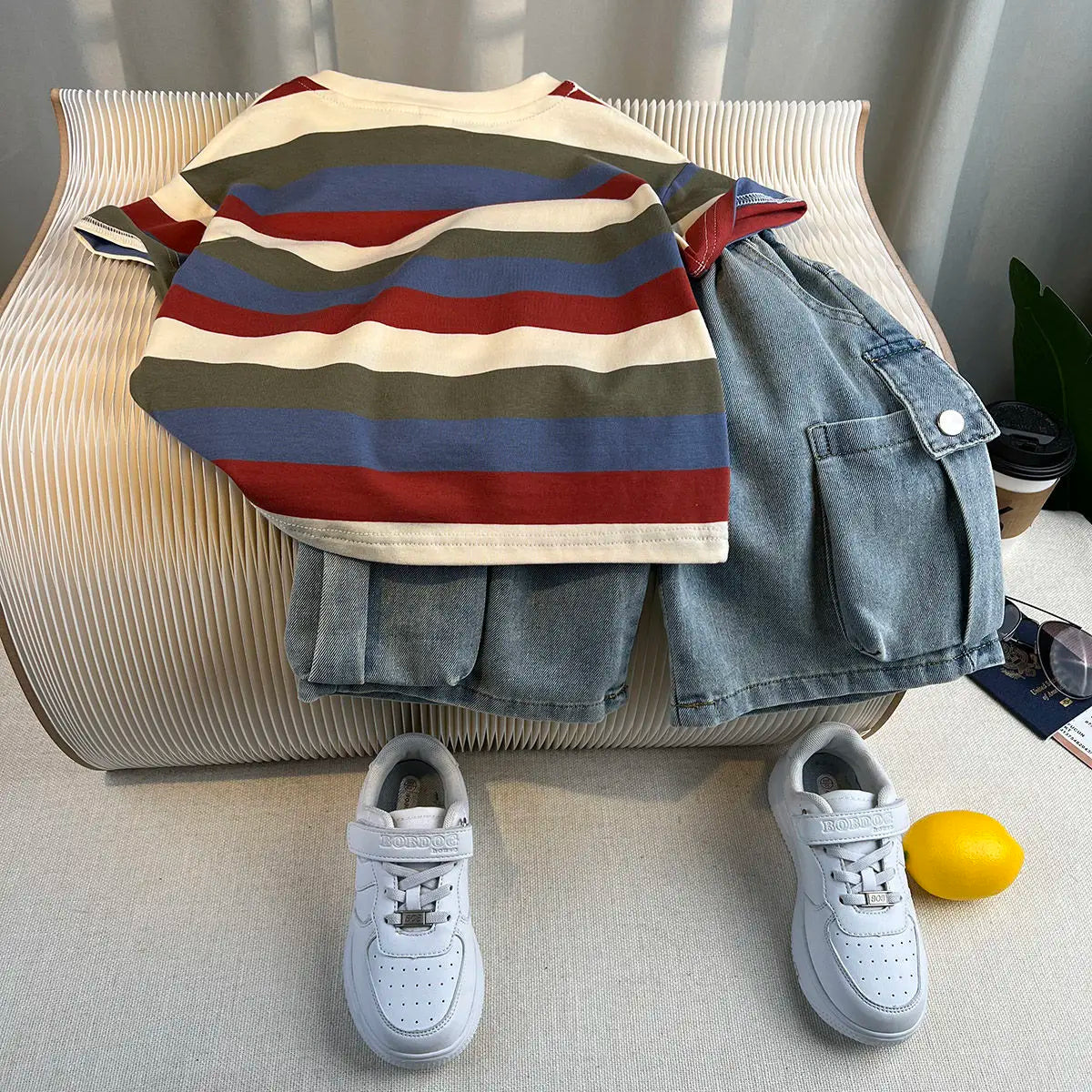 Hot Sale Fashion Baby Boy Suit Summer Clothes Short Sleeve T-shirt Short Jeans 2 Piece Set Kids Outfit  Children's Costume