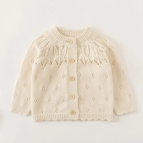 Winter Spring Baby Knitted Clothing Long Sleeved Floral Embroidery Knitting Coat Newborn Baby Girls Knitting Cardigan Sweater (Available)