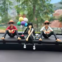 Car Interior Dashboard Ornaments Cartoon Anime ONE PIECE Luffy Yukino Set Action Figure Model Balloon Decor Auto Accessories