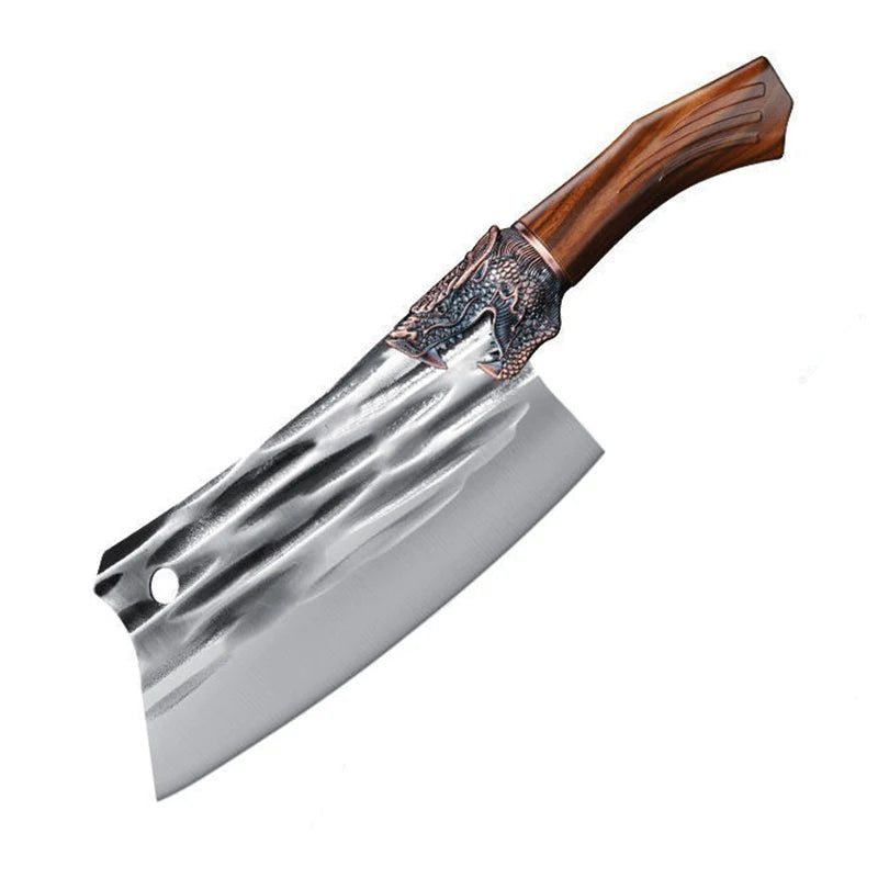 Loong Head Handle Chopping Knife Handmade Forged Bone Knife Butcher Chef's Slicing Knives Cleaver Cooking Knife Kitchen Utensil