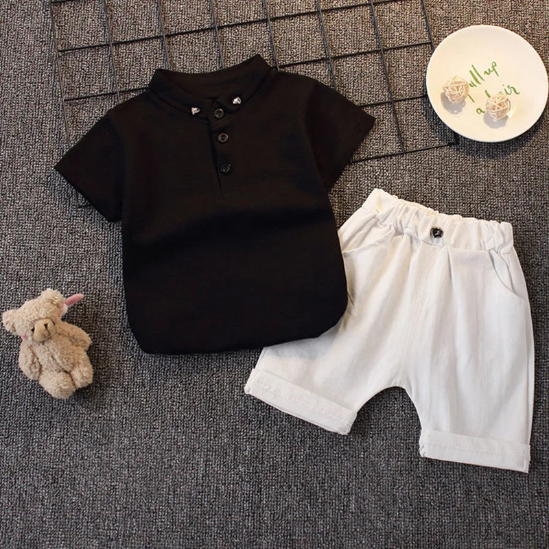 Fashion Boys Clothes Sets Toddler Kids Polo T-shirt + Shorts Children's Clothes