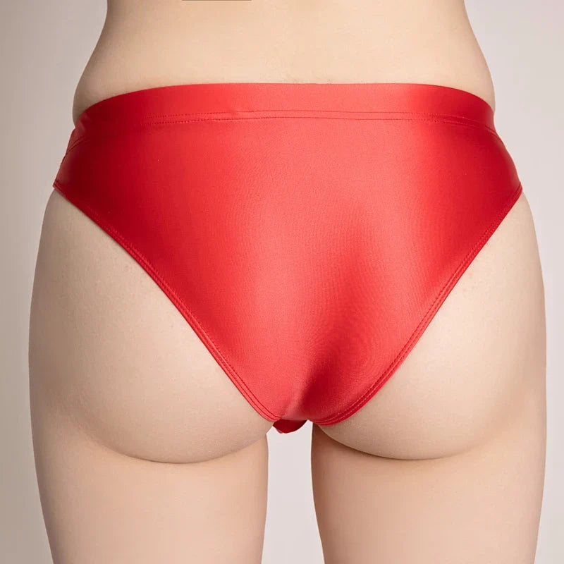 gloss Briefs Bikini Bottoms with Buttocks Silky Solid Bikini low-waisted Tights Underpants Oily swimming sexy men underwear
