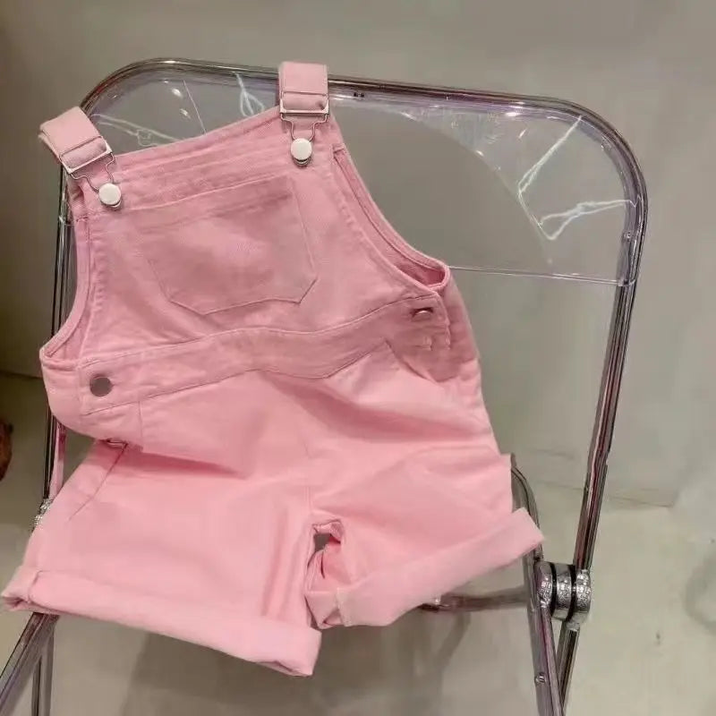 Baby Girl Denim Overalls Pant Pocket Fly Sleeve Shirt Toddler Teen Child Suspender Trousers Kid Dungaree Baby Clothes 3-14Y