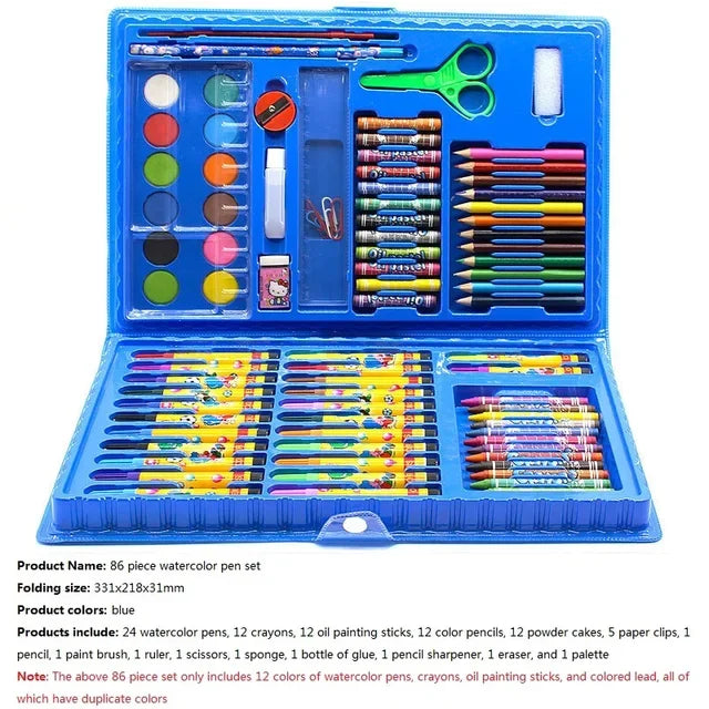 Multi Painting Set for Children, Students' Art Supplies Gift with Carrying Case, Watercolor Pen Oil Pastel Colored Pencil,