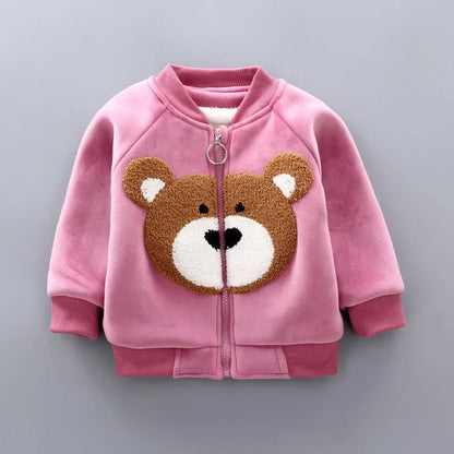 3Pcs Boys Suit Autumn And Winter Baby Girl Clothes Fleece Thickened Keep Warm Sets For Children Cute Bear Embroidery Clothing