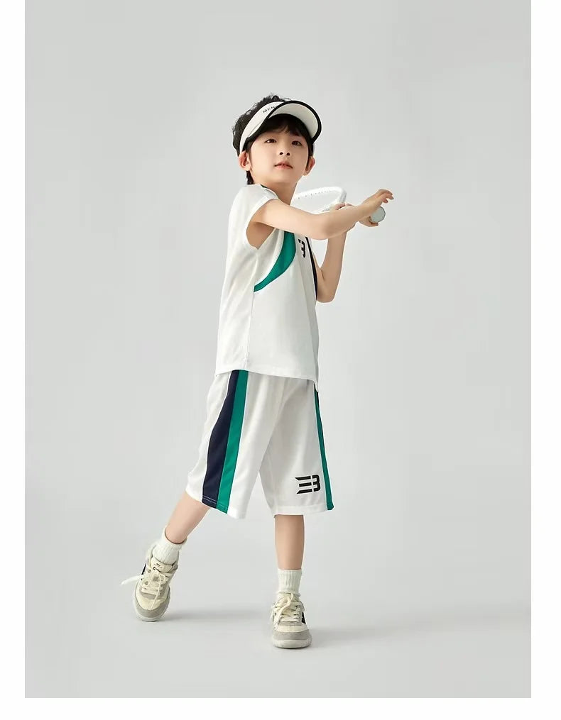 Boys Basketball Suit Summer Sportswear Comfortable Suit Vest Lightweight Shorts Children's Korean Version Handsome Two-piece Set