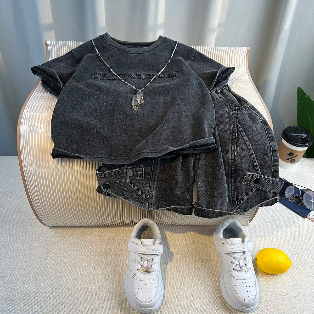 Hot Sale Fashion Baby Boy Suit Summer Clothes Short Sleeve T-shirt Short Jeans 2 Piece Set Kids Outfit  Children's Costume