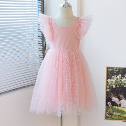 1-8Years New Little Girls Party Dress for Princess Dress Solid Child Clothes Flower Girl Birthday Princess Dress for Kids