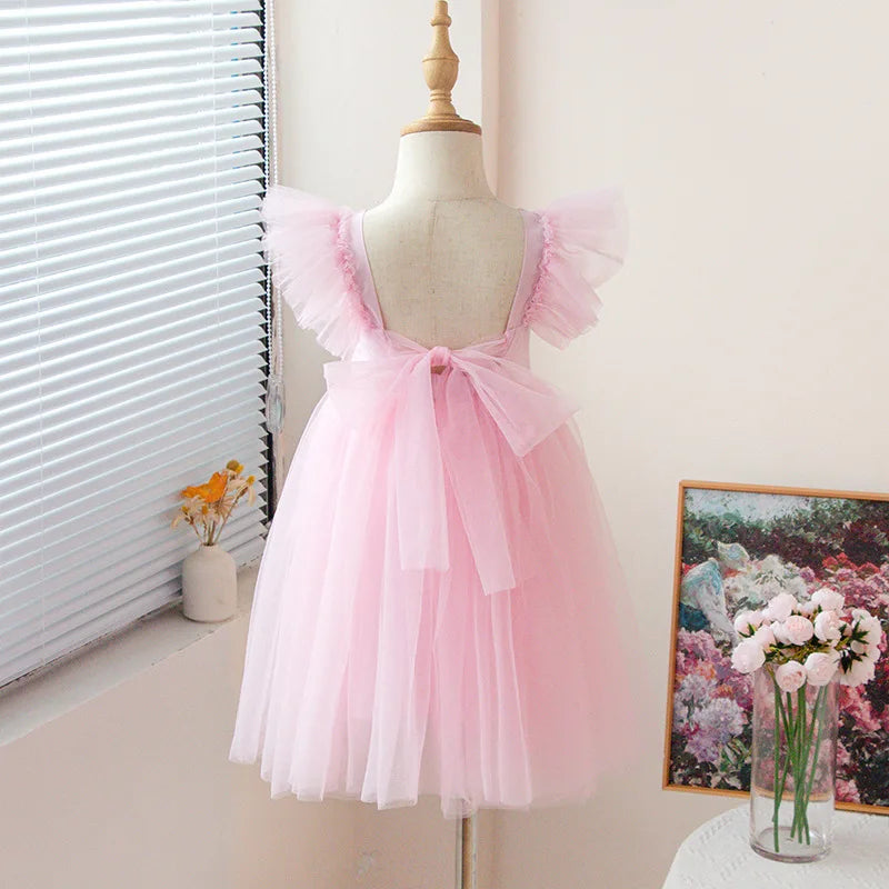 1-8Years New Little Girls Party Dress for Princess Dress Solid Child Clothes Flower Girl Birthday Princess Dress for Kids