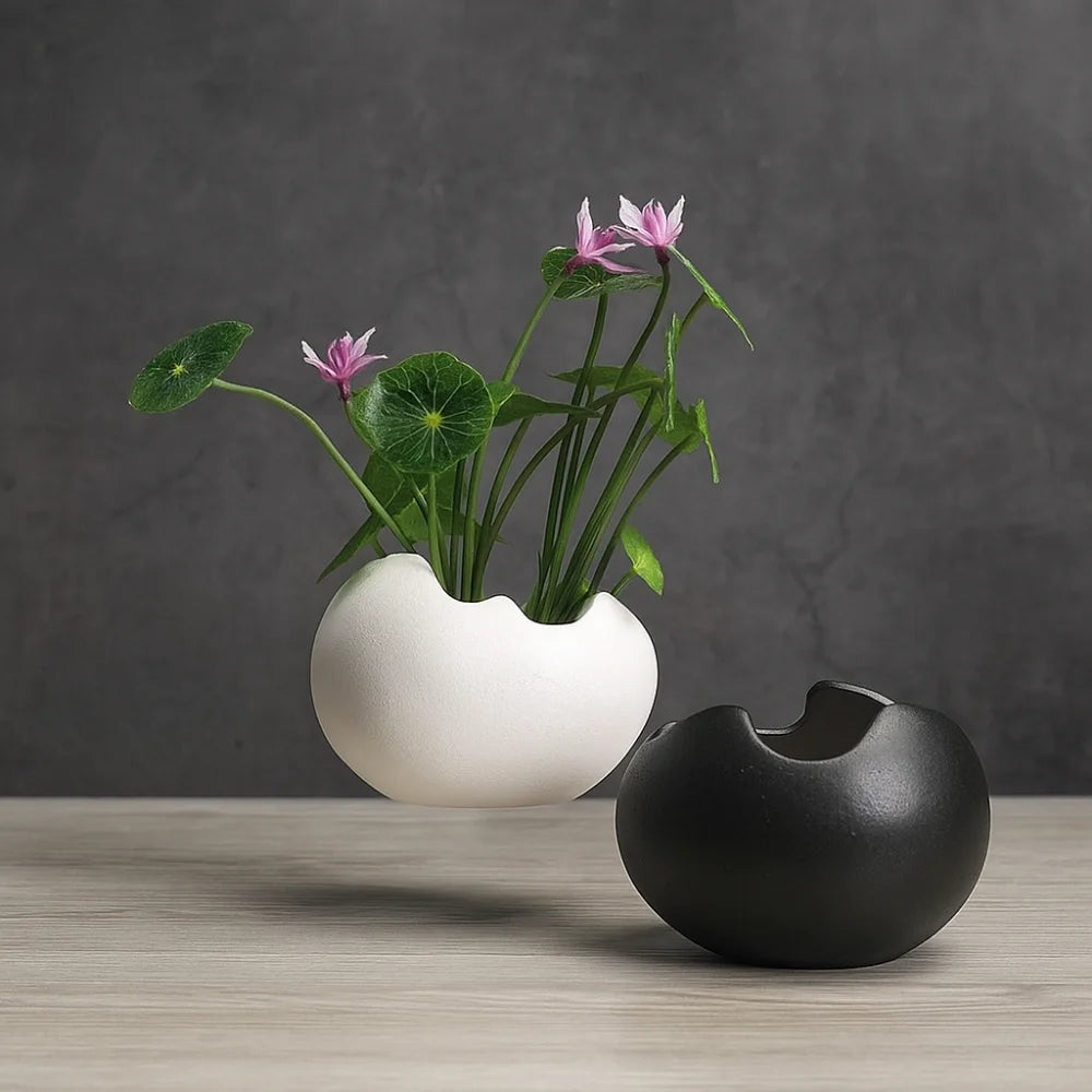 Creative Ceramic Flowerpot Broken Eggshells Shapes Decorative Succulent Plant Container Bonsai Pot Office