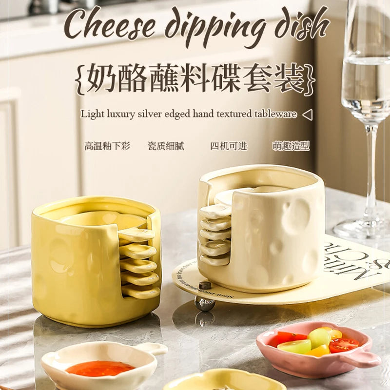 Dish Chinese New Household Solid Cream Wind Square Hot Pot Sauce Dishes 3.5 Inch High Aesthetic Plate