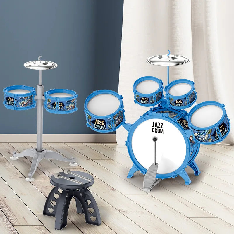 New Drum Set Drum Set Toy with Stool Pedal Percussion Drum Toy Early Educational Gift for Boys and Girls