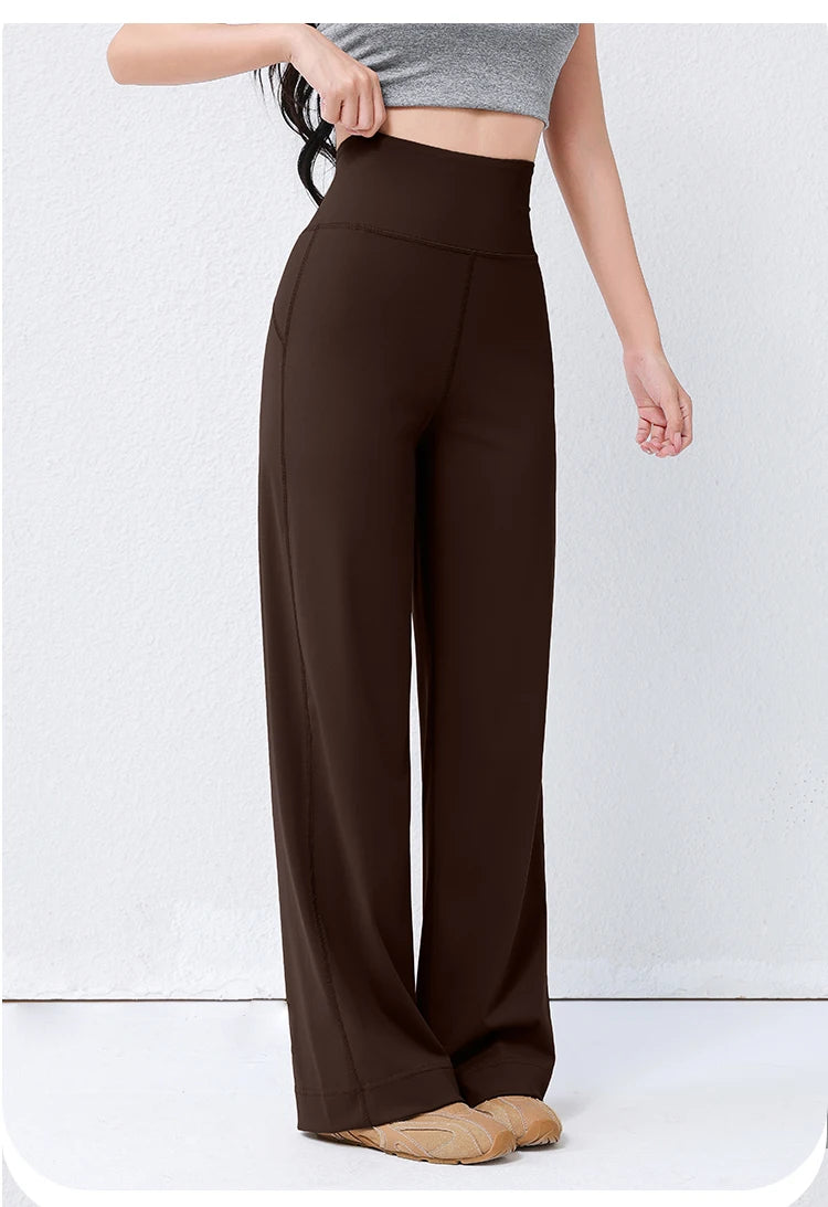 Women's High Waist Yoga Pants Loose Fit Straight Wide Leg Solid Color Spring Outdoor Wear Sports Fitness