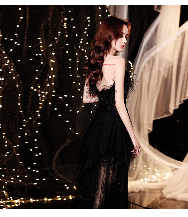 2025 Singing host Party Dresses Woman White Black Dresses for Women Evening Festive Special Occasions Luxurious Gala Dress