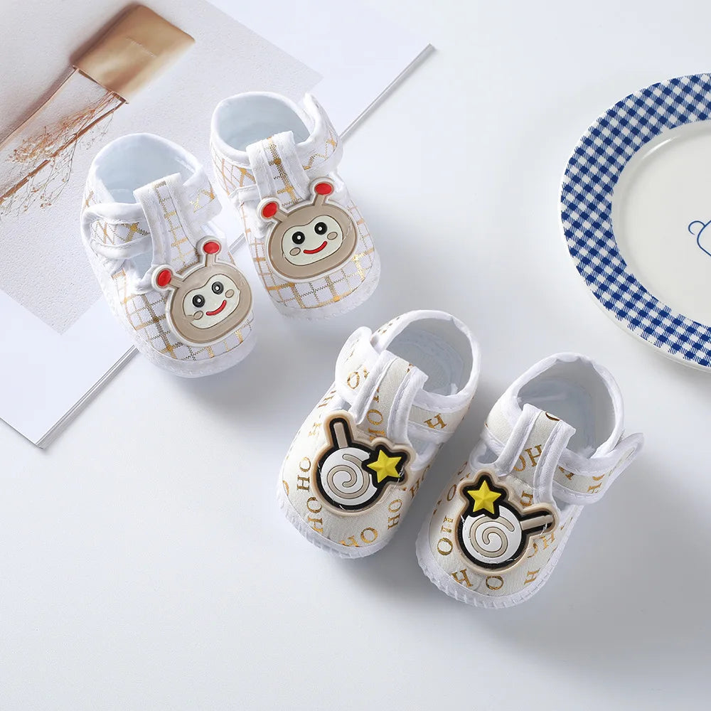 Newborn Baby Boy Girls Shoes Spring Autumn Lovely Floral Embroidery Anti-Slip Sneaker Crib Shoes Soft Cotton Cute First Walkers
