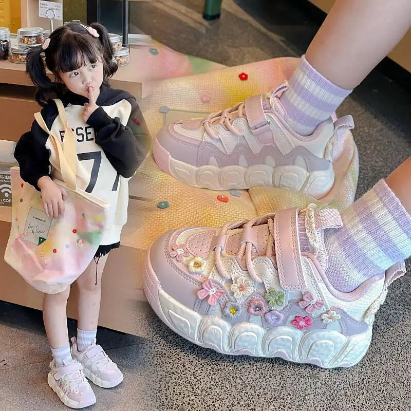 Kawaii Casual Shoe Fashion Childrens Shoes Girls Princess Sneakers Non-Slip New Autumn Running Shoes for Kids Girls Casual Wear