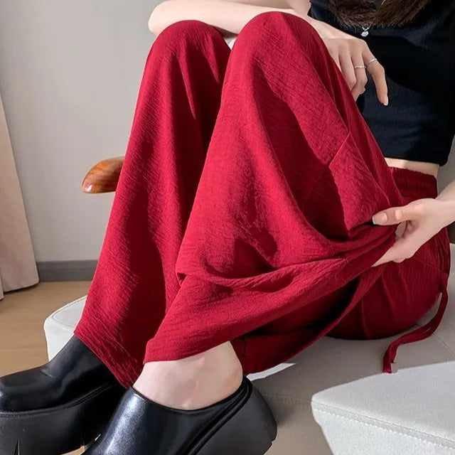 Female Trousers High Waist Trends  Streetwear Chic And Elegant  Classic Quality Elastic Casual Women's Pants Fluid