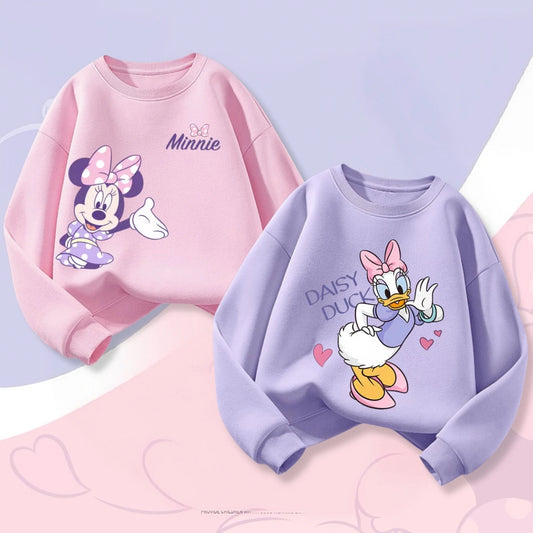 Printed Minnie Cute Baby Girl Long Sleeve Tops Sweatshirts Spring Autumn Loose Fashion Children's Clothes Casual Hoodie Crewneck