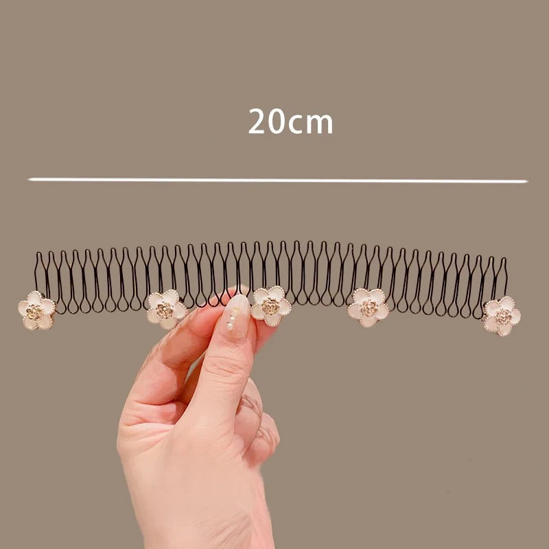 Camellia Hair Comb Invisible Bangs Hair Clip Tidy Artifact Hair pin Girls Hairpin Women Tools Fixed Inser Comb Hair Accessories