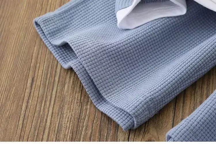 Summer Baby Boy Clothes Set Hoodies T-shirts and Shorts Suit Children Girls Waffle Patchwork Top Bottom 2pcs Outfits Tracksuit