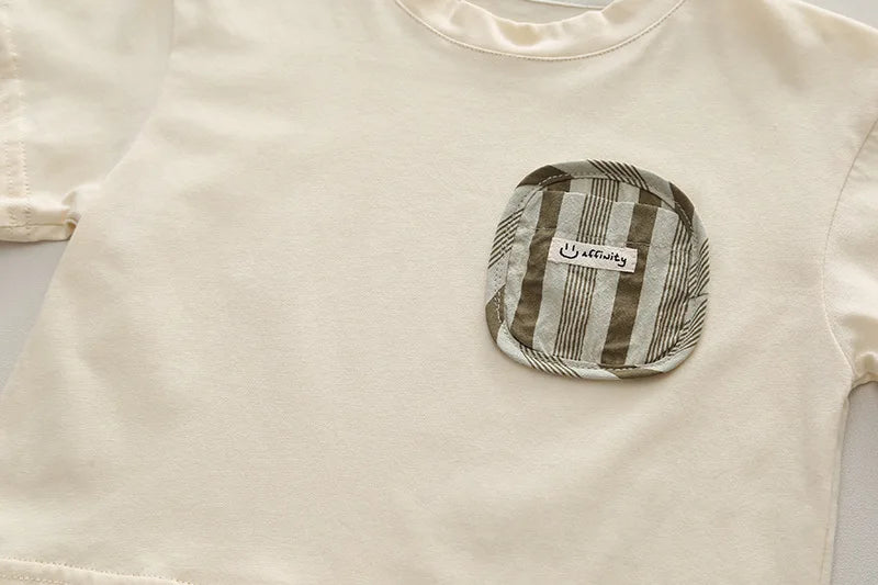 Summer Kid's Clothing Sets Boys' Short Sleeve Outfit Vertical Stripes T-shirt Pants 2Pcs Trendy Children's Costume Stylish
