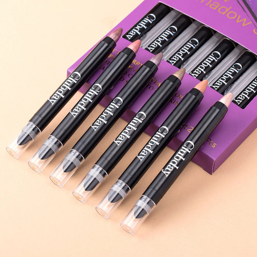 Eyeshadow Stick Set - Pearl Eye Brightening Pencil for Aegyosal Highlight, Smudge Proof Long Wear Makeup, Pur