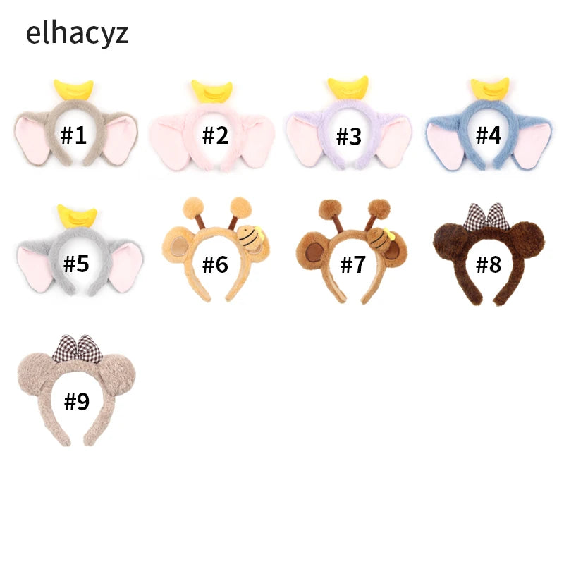 Mickey Mouse Disney Fashion Women Bow Bear Ear Plush Hair Band Cartoon Headband Female Sweet Cute Girls Hairband Hair Accessorie