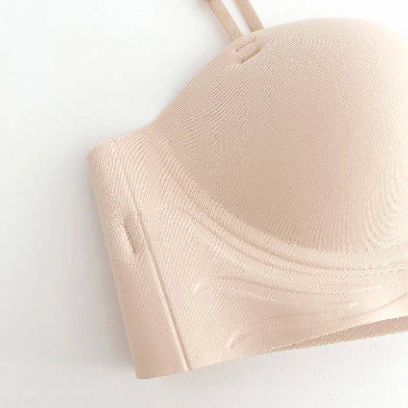 Front Closure Strapless Bras For Women Seamless Push Up Brassiere Thick Soft Underwear Solid Color Adjustable Invisible Lingerie