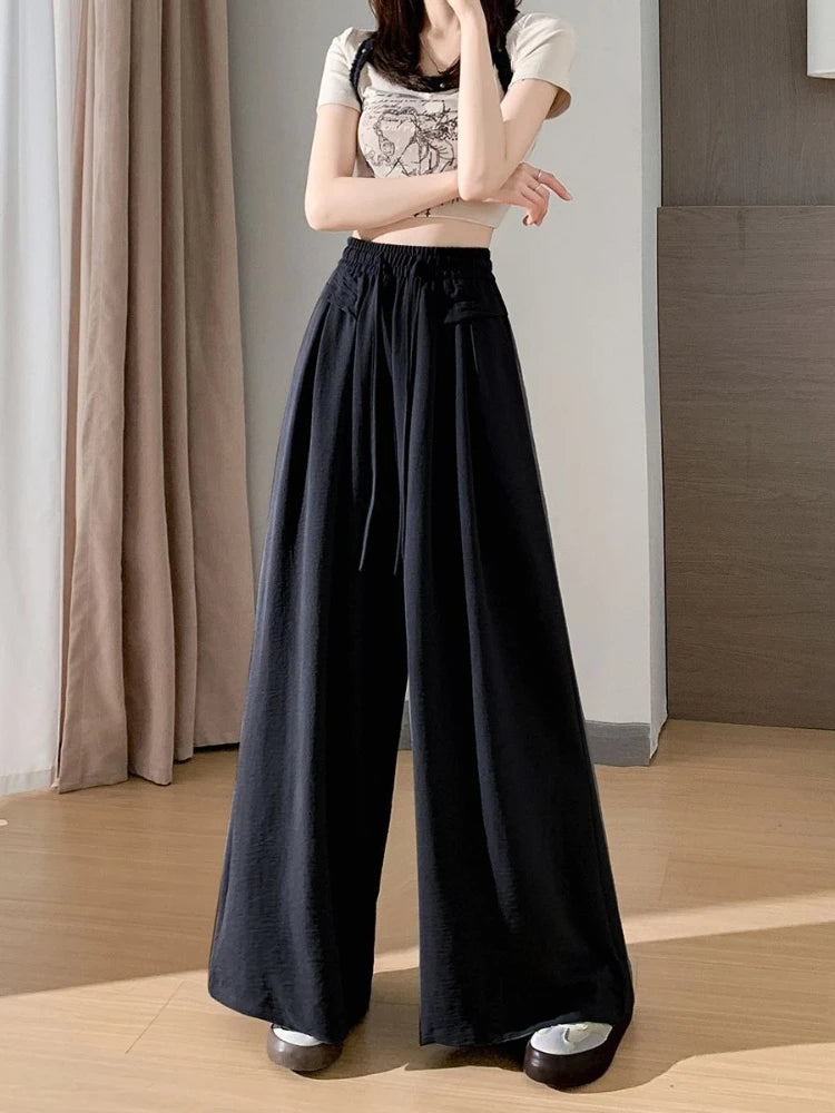 Female Trousers High Waist Trends  Streetwear Chic And Elegant  Classic Quality Elastic Casual Women's Pants Fluid