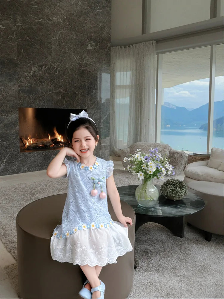 New Children's Fly-sleeved Skirt Summer Dress Girls Princess Dress Girls Vest Skirt