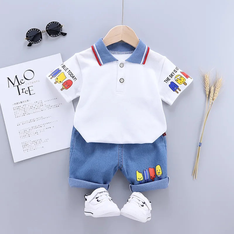 Summer Fashion Baby Boy Clothes Sets T-shirt  Toddler Casual Clothing Suits Children Kids Boys Outfits Suit