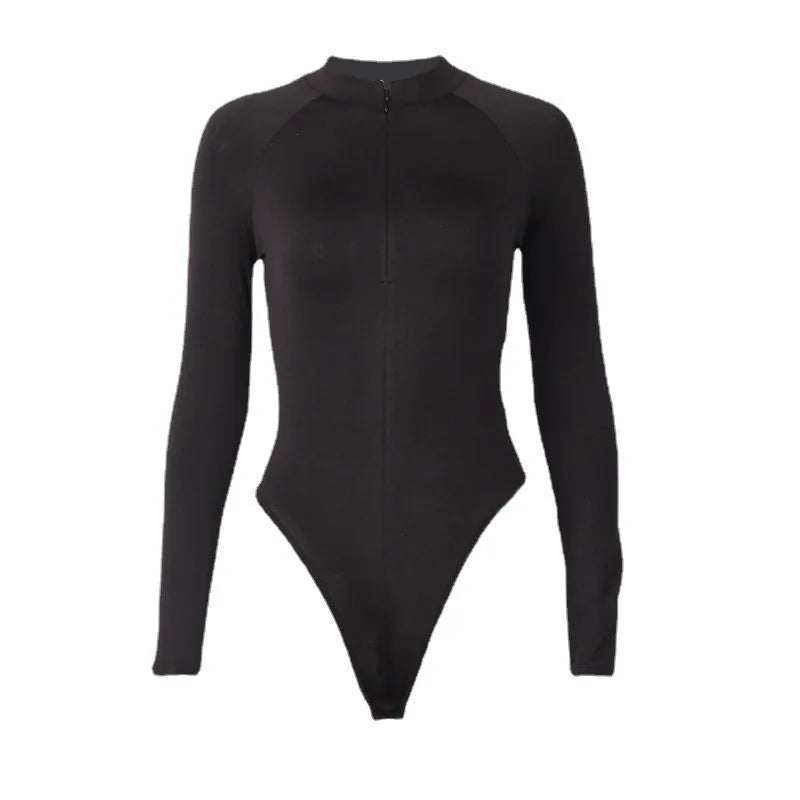 Sexy Long Sleeve Bodysuits Women Body Streetwear Sheath Crotch Basic Solid Overall Top Forefair Slim Goth Ropa Bodycon one-piece