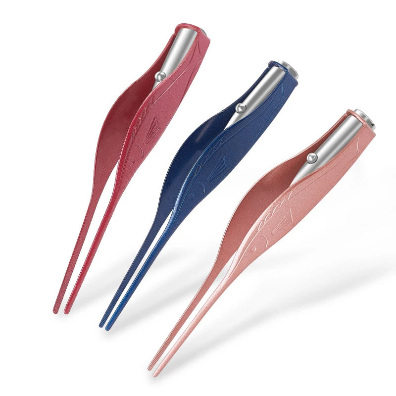 Baby Ear Cleaner Tweezer Soft Ear Picks LED Flash Light Ear Wax Curette Picker Ear Cleaning Tool Ear Wax Dig Removal Earpick Set
