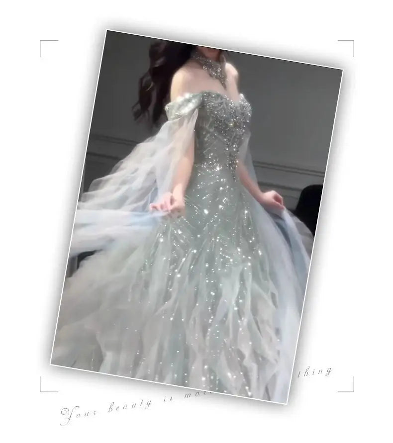 Evening Gown Dress For Women New High-end Light Luxury Niche Heavy Industry High-end Sense Elegant Temperament Host Dress