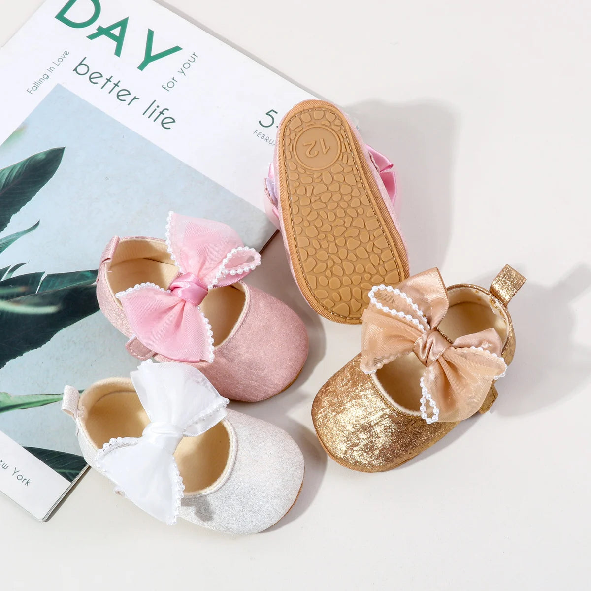Baby Shoes Girl Baby Cute Bow PU Princess Shoes Soft Cloth Sole Comfortable Walking Shoes Spring and Autumn Sweet Design