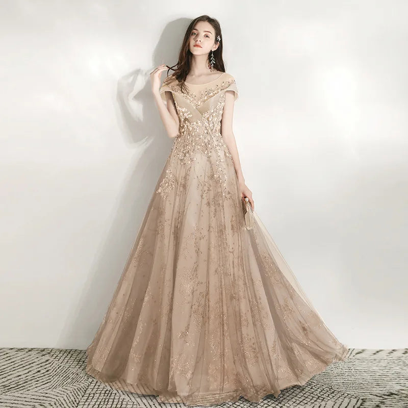Banquet Evening Dress Dress Female  New Style Temperament Company Annual Meeting Birthday Glitter Host Art Exam Tail Dress
