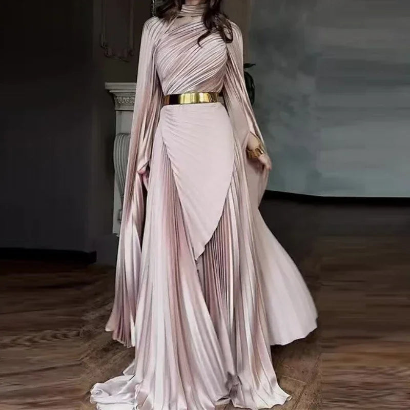 Elegant Party Dress for Women Temperament Fashion  Fall Winter New Batwing Sleeve Shawl Split Vestidos Evening Long Dresses