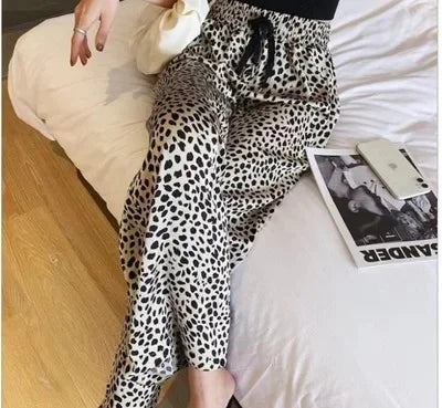 Thai Print Heart Wide Leg Pants Women Summer Thin Loose plus Size High Waist Slimming Long Trousers Casual Fashion plus Size