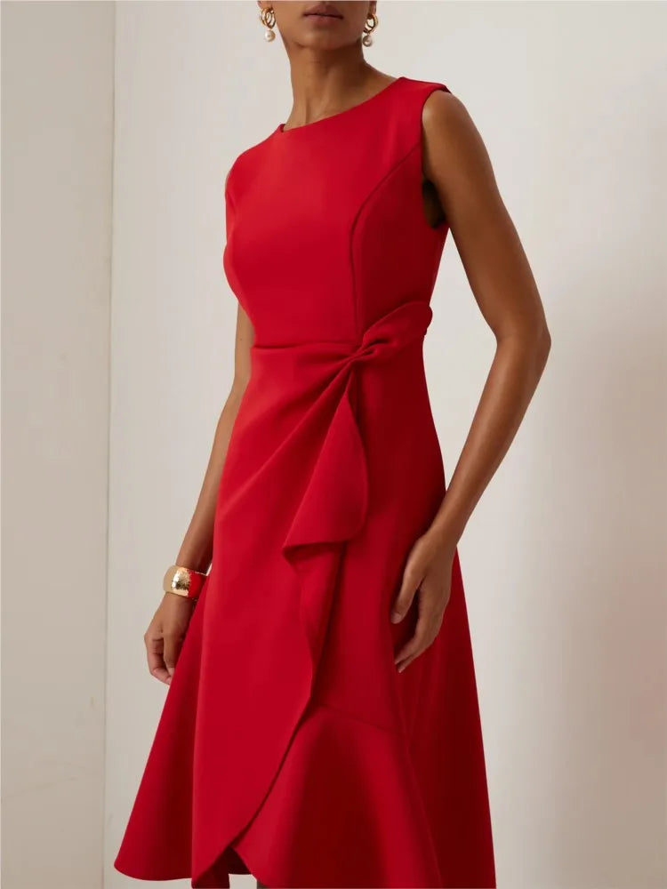 Elegant Women's Evening Dress Autumn Winter Temperament Fashionable Clothing Sleeveless High Waist Personalized Long Dresses