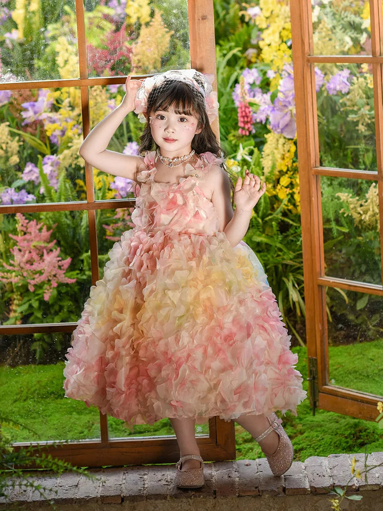 Children Heavy Industry Flower Dress Girls Birthday Banquet Princess Dress Children High End Performance Dress