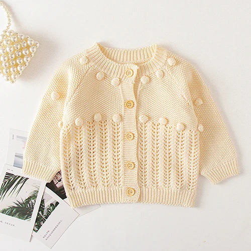 Winter Spring Baby Knitted Clothing Long Sleeved Floral Embroidery Knitting Coat Newborn Baby Girls Knitting Cardigan Sweater (Available)