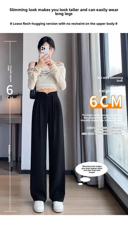 New Chinese Style High Waist Buttoned Suit Pants Women's Spring Summer Casual Wide Leg Pants Versatile Slimming Design