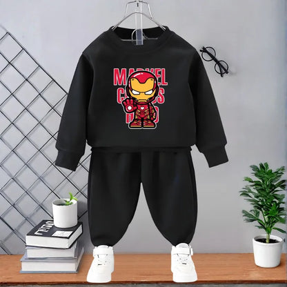 Marvel Spring/autumn Children's Clothes Sets Captain America Printed Boys Sweatshirt and Sweatpant 2pcs Kids Casual Hoodies Suit