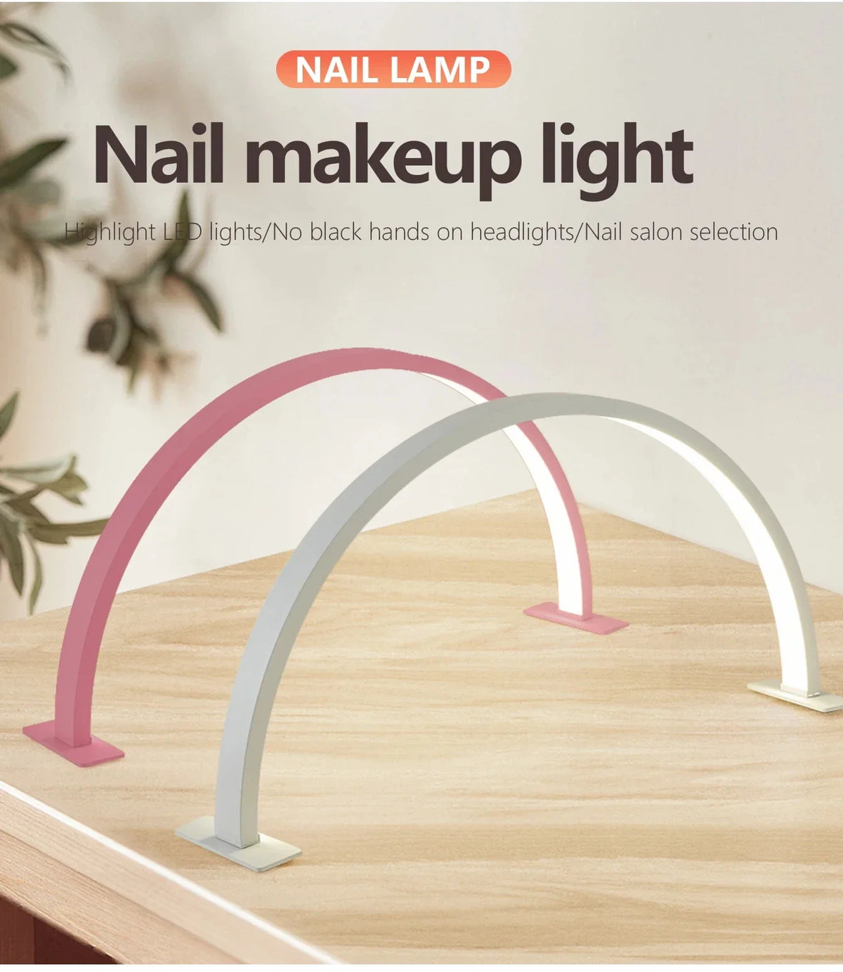 LED Nail Lamp Half Moon Beauty and Brightening Beauty Salon Desktop Lamp Eyelash Beauty Makeup Eye Care Nail Art Special Lights
